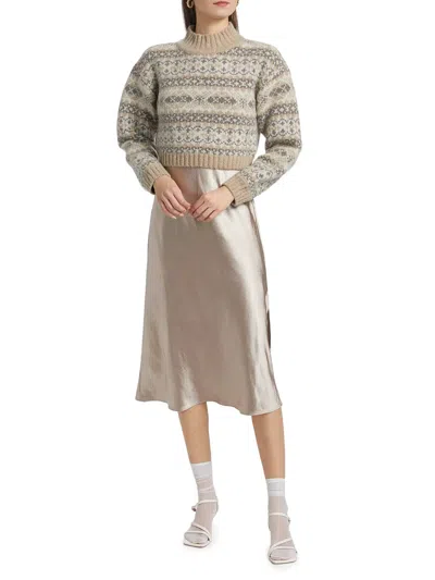 Design History Pattern Sweater In Grey Ivory Tan Pattern In Multi