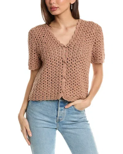 Design History Women's Penny Short-sleeve Knit Cardigan In Brown