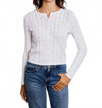 Design History Pointelle Crew Cardigan In White
