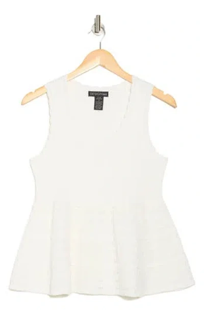 Design History Pointelle Peplum Sweater Tank In White