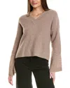 Design History Pointelle Sleeve Cashmere Sweater In Brown