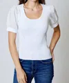 Design History Puff Sleeve Knit Top In White In White