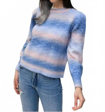 Design History Rainbow Puffed Sleeve Sweater In Dried Rose In Blue