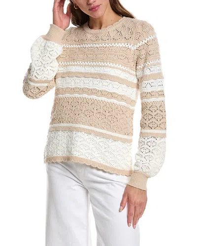 Design History Scalloped Trim Sweater In White