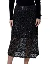 Design History Sequin Leopard Midi Skirt In Black In Black