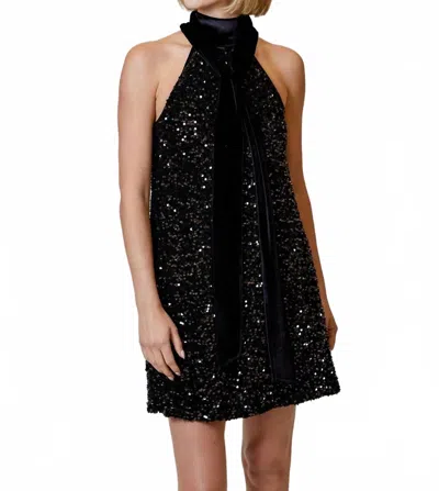 Design History Sequin Mini Dress With Tie In Black