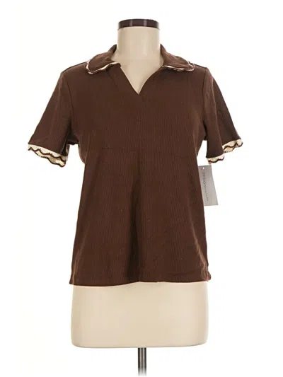 Design History Short Sleeve Blouse In Brown