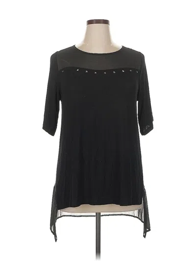 Pre-owned Design History Short Sleeve Top Black Keyhole Neckline Tops