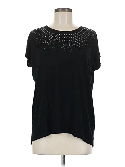 Pre-owned Design History Short Sleeve Top Black Keyhole Neckline Tops