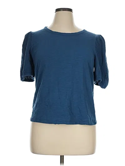 Pre-owned Design History Short Sleeve Top Blue Scoop Neck Tops
