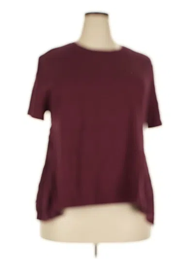 Pre-owned Design History Short Sleeve Top Burgundy Crew Neck Tops