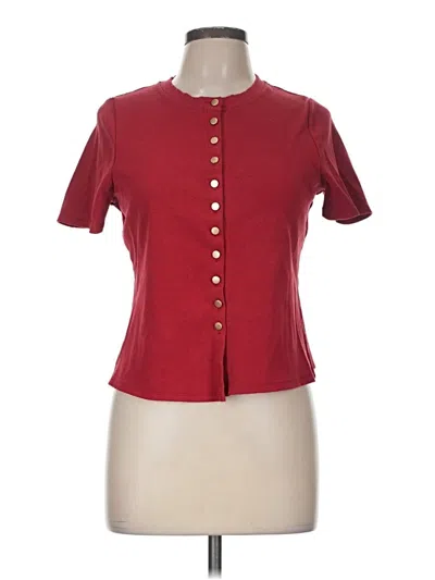 Pre-owned Design History Short Sleeve Top Burgundy Sweetheart Neckline Tops