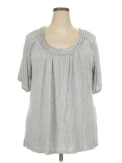 Pre-owned Design History Short Sleeve Top Gray Scoop Neck Tops