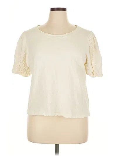 Pre-owned Design History Short Sleeve Top Ivory Keyhole Neckline Tops In White