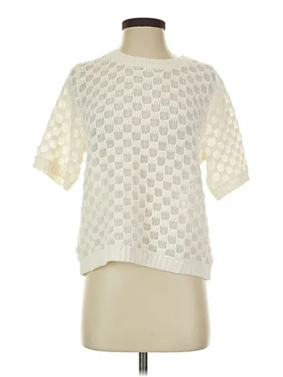 Pre-owned Design History Short Sleeve Top Ivory Mock Neckline Tops