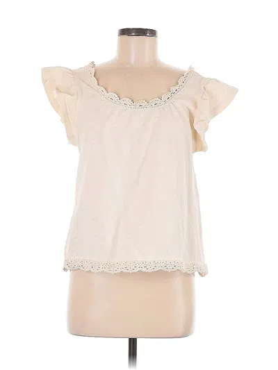 Pre-owned Design History Short Sleeve Top Ivory Sweetheart Neckline Tops In White