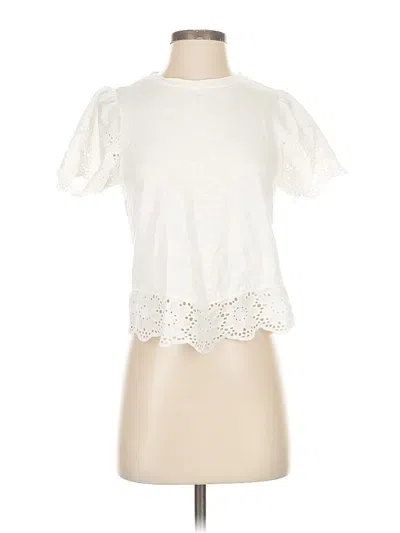 Pre-owned Design History Short Sleeve Top White Mock Neckline Tops