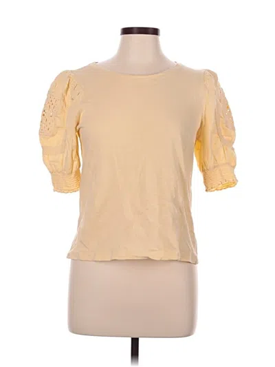 Pre-owned Design History Short Sleeve Top Yellow Sweetheart Neckline Tops