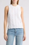 Design History Sleeveless Pointelle Sweater In White