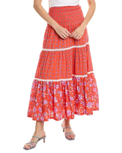 Design History Smocked Maxi Skirt In Red