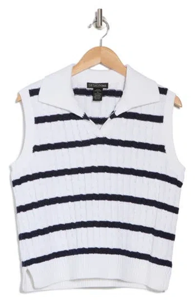 Design History Stripe Cable Stitch Vest In Navy Combo