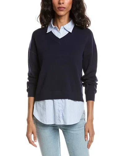 Design History Stripe Two Fer Sweater In Blue