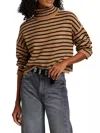 Design History Striped Boxy Turtleneck Sweater In Antique Oak Black In Multi