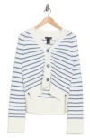 Design History Striped Cardigan In Navy Blue Combo