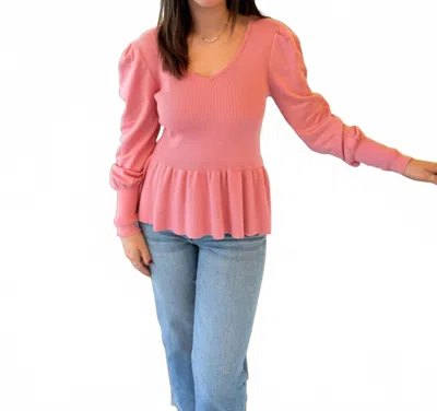 Design History Tabitha Peplum Sweater In Pink