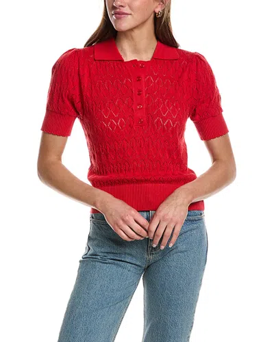 Design History Textured Polo Sweater In Red