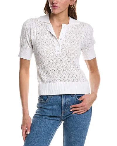 Design History Textured Polo Sweater In White