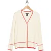 Design History Tipped Cardigan In Cream Combo