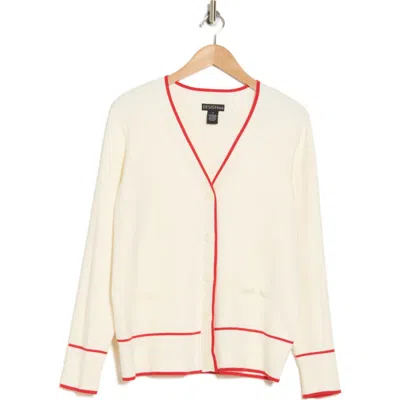 Design History Tipped Cardigan In Cream Combo