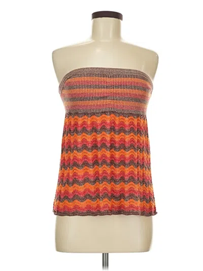 Pre-owned Design History Tube Top Orange Chevron/herringbone Pattern Strapless Neckline Tops