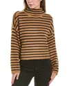 Design History Mock Neck Stripe Sweater In Antique Oak And Black In Black