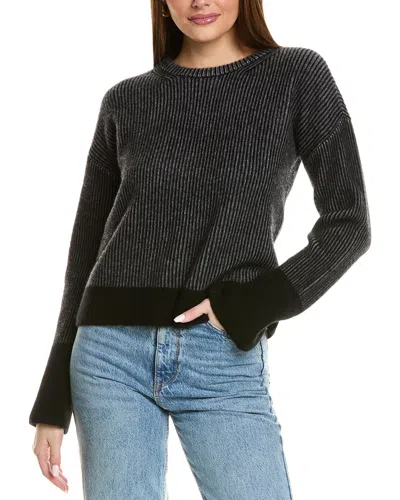 Design History Two Color Brioche Cashmere Sweater In Black