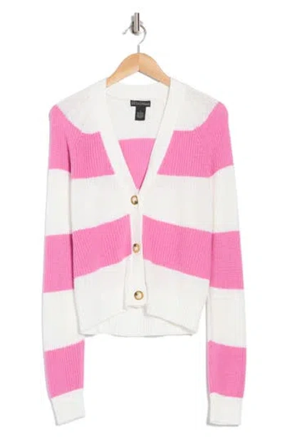Design History Varsity Cardigan In Pink Dahlia