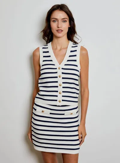 Design History Welt Pocket Stripe Shirt In Blue In White