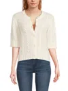 Design History Women's Cable Knit Cardigan In White