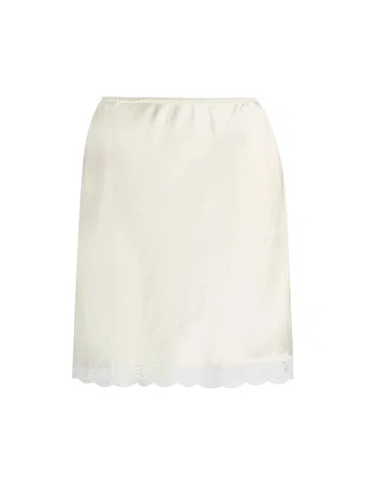 Design History Women's Candice Satin Lace-hem Miniskirt In White