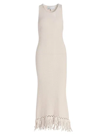 Design History Women's Colleen Fringe-trim Knit Midi-dress In White