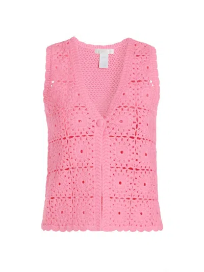 Design History Women's Cotton Crochet Vest In Pink Crush