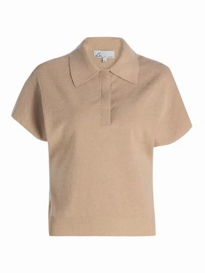 Design History Women's Dasha Cotton-cashmere Polo Top In Brown