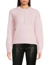 Design History Women's Embellished Crewneck Sweater In Pink