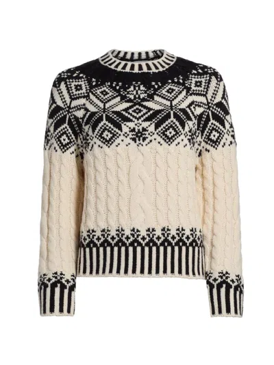 Design History Women's Fair Isle-style Cable Knit Sweater In Neutral