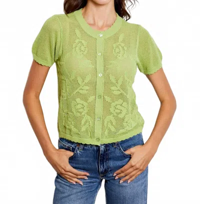 Design History Women's Floral Lace Cardigan In Aloe Vera In Multi