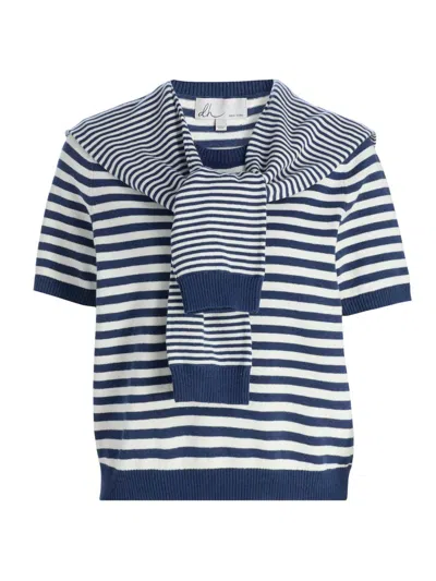 Design History Women's Joan Striped Tie Blouse In Blue