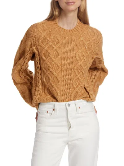 Design History Women's Lennon Aran-knit Sweater In Wheat