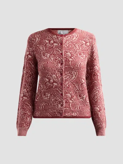 Design History Women's Mara Floral Jacquard Cardigan In Pomegranate Combo