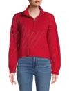 Design History Women's Open Knit Pullover In Carmine